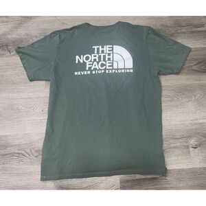 The North Face Men's Size L Large Short Sleeve Green T Shirt Big Logo Spell Out